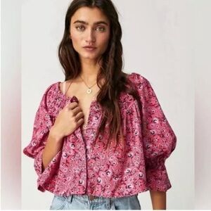 Free people M James smock off shoulder blouse.